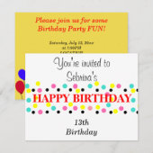 Birthday Balloons Polka Dots Kaart (Voorkant / Achterkant)