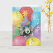 Birthday Balloons Poodle Kaart (Gele Bloem)