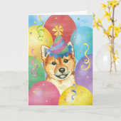 Birthday Balloons Shiba Inu Kaart (Gele Bloem)