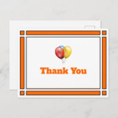 Birthday Balloons Sinaasappel Dank u Briefkaart (Voorkant / Achterkant)