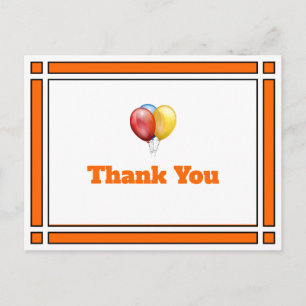 Birthday Balloons Sinaasappel Dank u Briefkaart