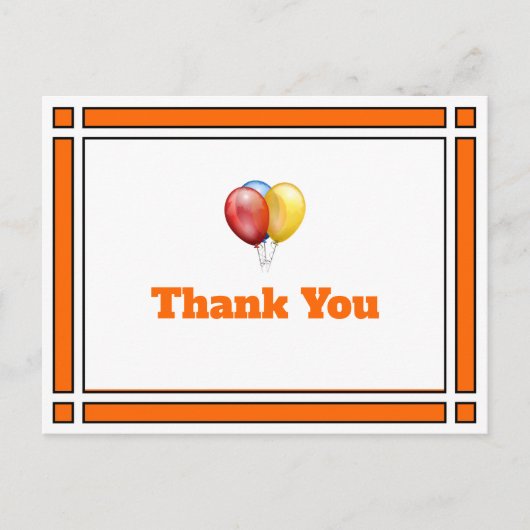 Birthday Balloons Sinaasappel Dank u Briefkaart (Voorkant)
