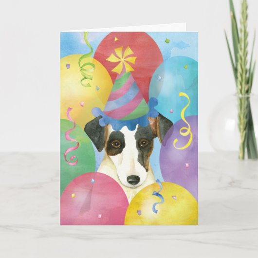 Birthday Balloons Smooth Fox Terrier Kaart (Voorkant)