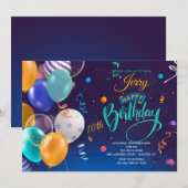 Birthday Balloons Uitnodiging (Voorkant / Achterkant)