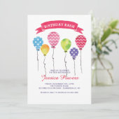 Birthday Balloons Uitnodiging (Staand voorkant)