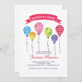 Birthday Balloons Uitnodiging (Voorkant / Achterkant)