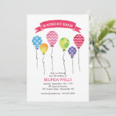 Birthday Balloons Uitnodigingen (Staand voorkant)