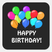 Birthday Balloons unisex party sticker (Voorkant)
