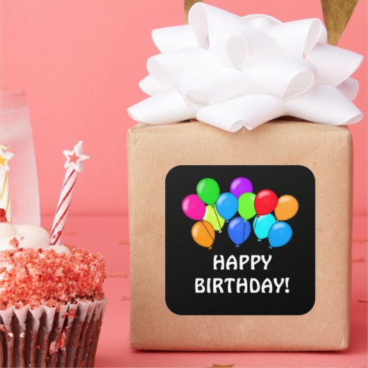 Birthday Balloons unisex party sticker (Feest)