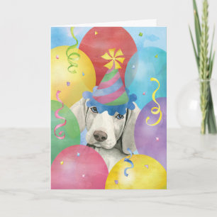 Birthday Balloons Weimaraner Kaart