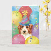 Birthday Balloons Welsh Springer Spaniel Kaart (Gele Bloem)