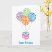 Birthday Balloons Wenskaart Kaart (Gele Bloem)