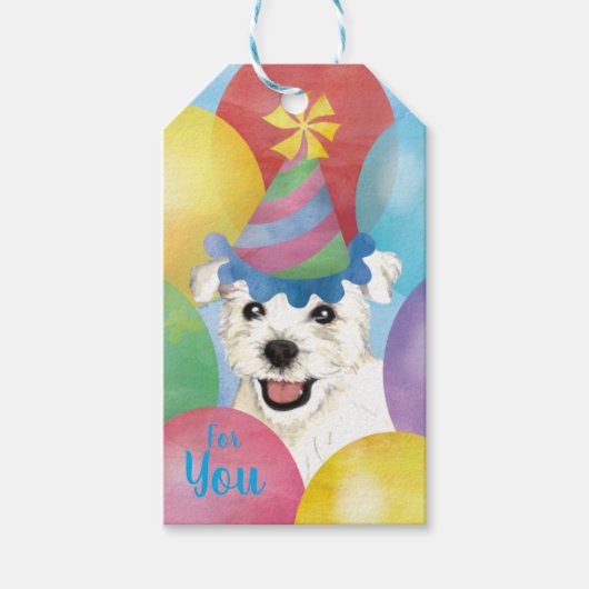 Birthday Balloons Westie Gift Labels Cadeaulabel (Voorkant)