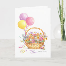 Birthday Balloons Wilde bloemkorf Wenskaart Kaart