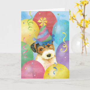 Birthday Balloons Wire Fox Terrier Kaart