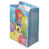 Birthday Balloons Yellow Lab Medium Cadeauzakje (Achterkant Gekanteld)