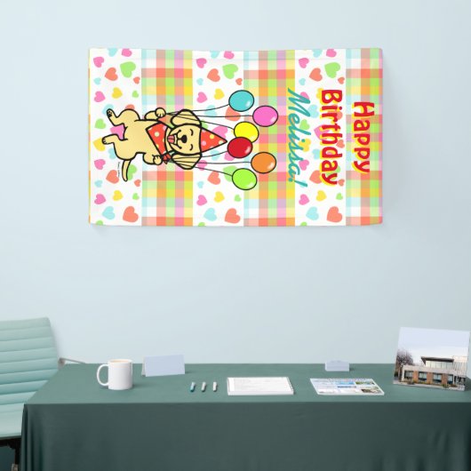 Birthday Balloons Yellow Labrador Banner (Beurs)