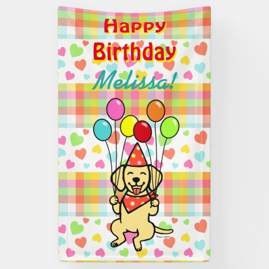 Birthday Balloons Yellow Labrador Banner (Verticaal)