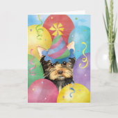 Birthday Balloons Yorkie Kaart (Voorkant)