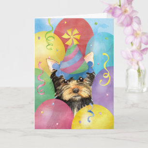 Birthday Balloons Yorkie Kaart