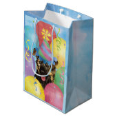 Birthday Balloons Yorkie Medium Gift Bag Cadeauzakje (Achterkant Gekanteld)