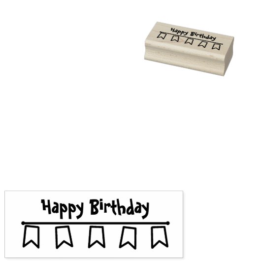 Birthday Banner Art Stamp Rubberstempel (Gestempeld)