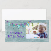 Birthday Banner-fotokaart Aankondiging (Voorkant / Achterkant)