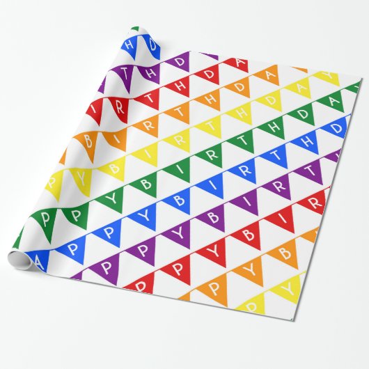 Birthday banners regenboog cadeaupapier (Uitgerold)
