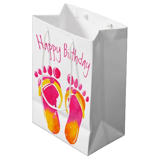 Birthday Bare Feet and Flip-flops Medium Cadeauzakje (Voorkant Gekanteld)