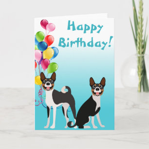 Birthday Basenji Hound Dog Animal met ballonnen Kaart