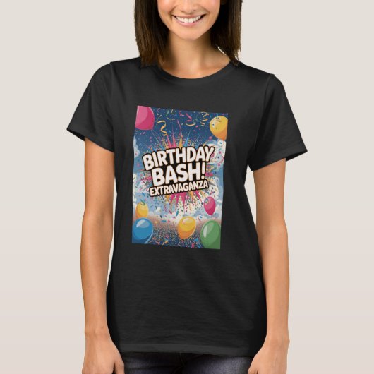 Birthday Bash Extravaganza Celebration Party T-shirt (Voorkant)
