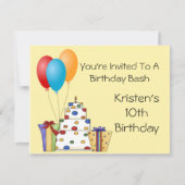 Birthday Bash Invite Kaart (Voorkant)