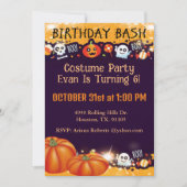 Birthday Bash Kind Halloween Feestuitnodiging Kaart (Voorkant)