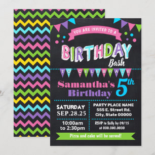 Birthday Bash Kinderen Chalkboard Roze Kaart