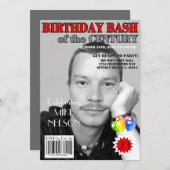 Birthday Bash Red Grey Magazine Hoesje elke leefti Kaart (Voorkant / Achterkant)