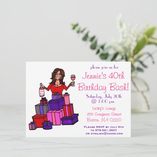 Birthday Bash Uitnodiging (Staand voorkant)