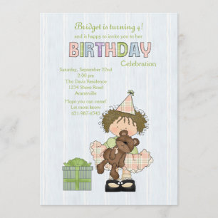 Birthday Bashful Cutie Party Invitation Kaart