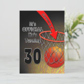 BIRTHDAY - BASKETBALL -30e INVITATIE Kaart (Staand voorkant)