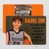 Birthday Basketball Sportuitnodiging Kaart (Voorkant / Achterkant)