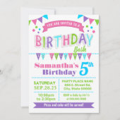 Birthday Baskische kinderen Partij Roze Blauwgroen Kaart (Voorkant)