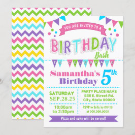 Birthday Baskische kinderen Partij Roze Blauwgroen Kaart