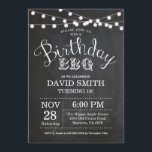 Birthday BBQ Invitation 18th Birthday Chalkboard Kaart<br><div class="desc">Verjaardag BBQ Uitnodiging. De 18e Achtergrond van het Nota van de Vergroting van de Dag van de Verkomst met de Lichten van het Koord. 13e 15e 16e 18e 21e 30e 40e 50e 60e 70e 90e 100e, elke leeftijd. Volwassen verjaardag. Vrouw of Man Man Birthday Party. Voor verdere aanpassing, te klikken...</div>