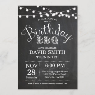 Birthday BBQ Invitation 21st Birthday Chalkboard Kaart