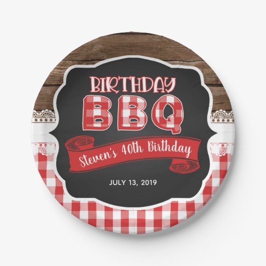 Birthday BBQ Paper Bord - Red (Voorkant)