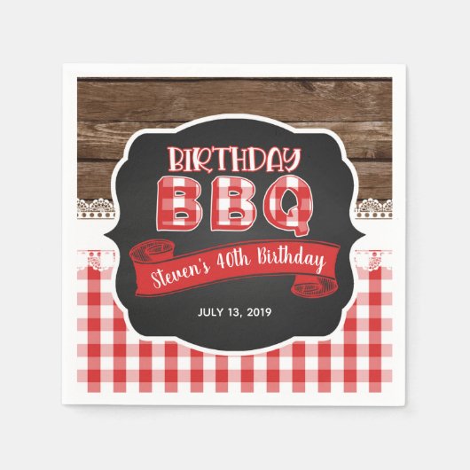 Birthday BBQ Paper Napkins - Red Servet (Voorkant)