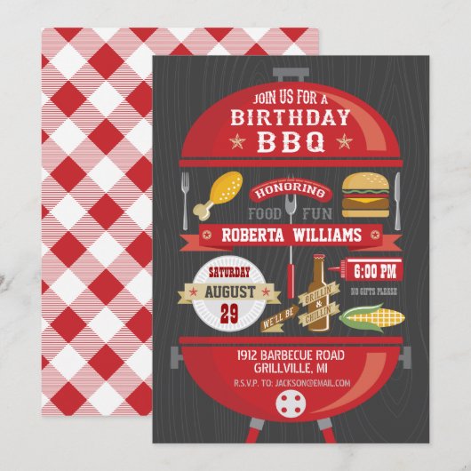 Birthday BBQ Party Invitation Kaart (Voorkant / Achterkant)