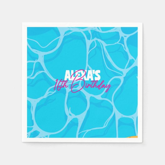 Birthday Bday Pool Party Servet (Voorkant)