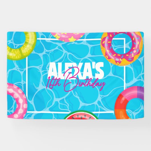 Birthday Bday Pool Party Spandoek (Horizontaal)