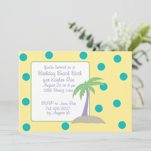 Birthday Beach Bash uitnodigingen (Staand voorkant)