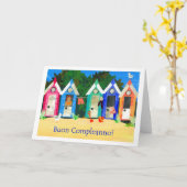 Birthday Beach Huts Kaart - Italiaans Groet (Gele Bloem)